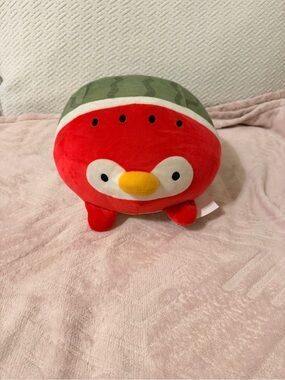 Daiso Red and Green Watermelon Penguin Plush Toy